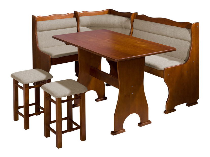 Colț bucătărie + masă cu scaune Portofino (gri maro + maro)