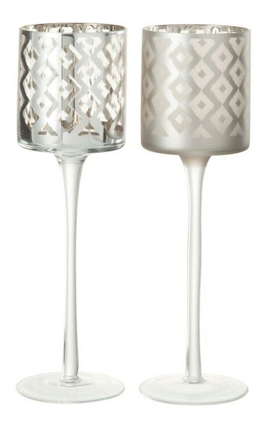 Svietnik Jolipa Na čajovú sviečku (10x10x30cm) (Strieborná) (2ks)