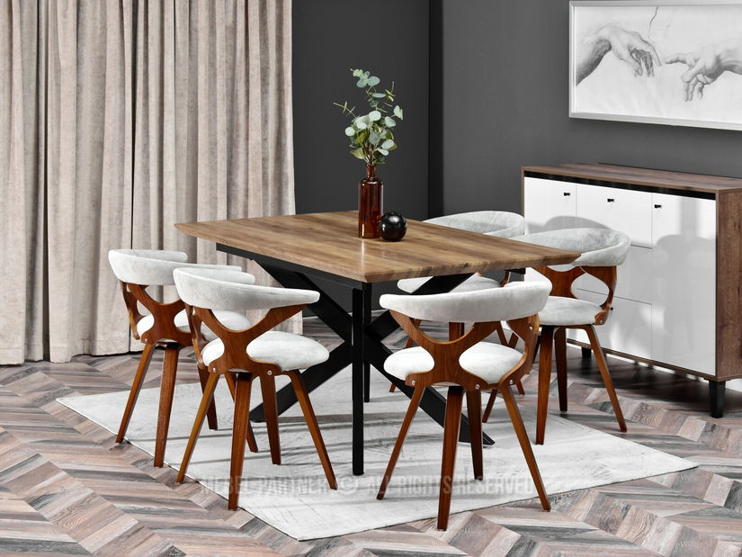 Stolička Bender (popolavá + orech)