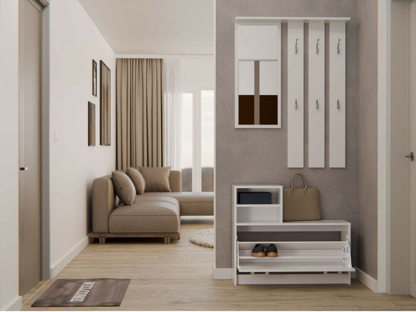 Set za predsoblje Vayan 1 (bijela) (s ogledalom)