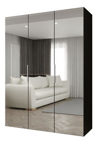 Ruhásszekrény 150 cm Mirabella 3 (fekete + kasmír)