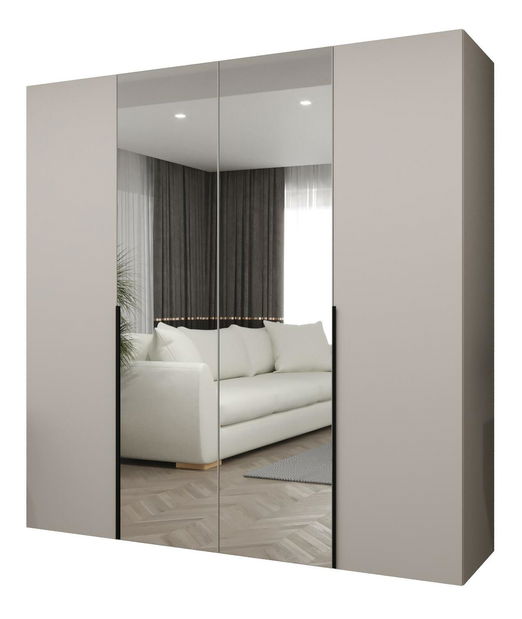 Dulap de haine 200 cm Alice 2 (Cașmir + Negru)