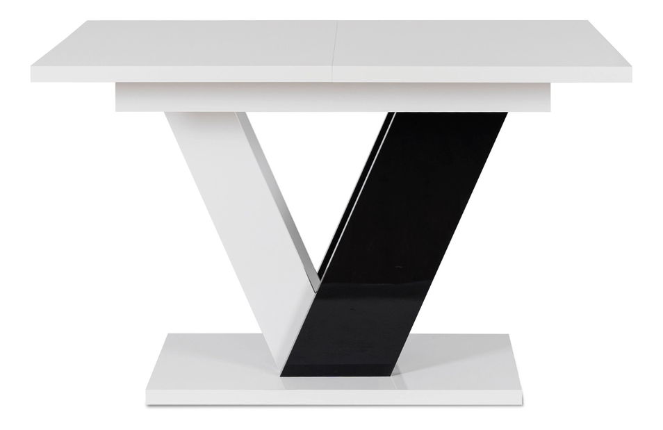 Blagovaonski stol na razvlačenje Comentado (bijeli sjaj + crni sjaj) (za 4 do 6 osoba)
