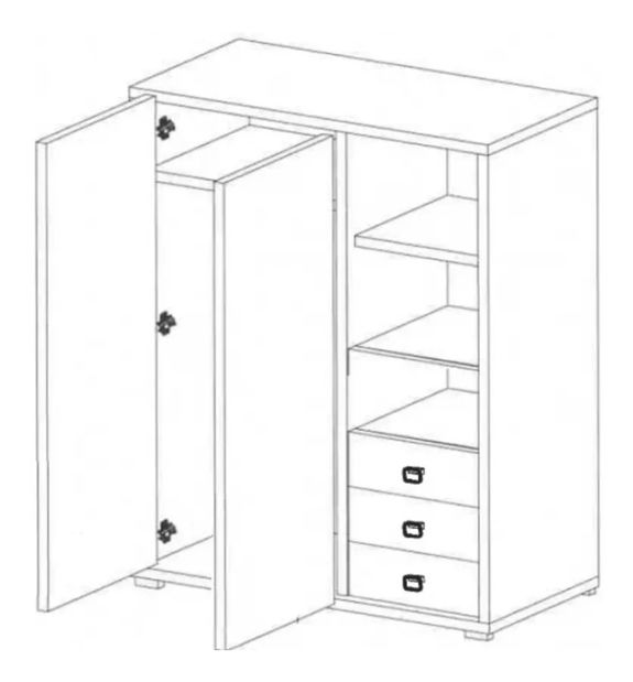 Dulap de haine Kevyt 1 (stejar artisan + alb + grafit)