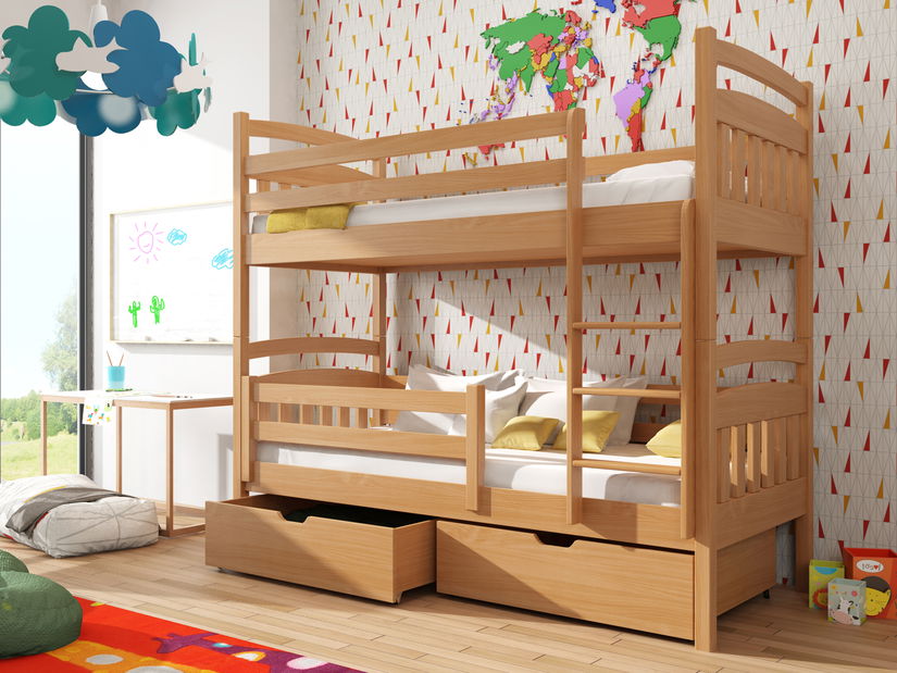 Pat pentru copii 90 cm Galvin (cu somieră și sp. de depozitare) (fag)