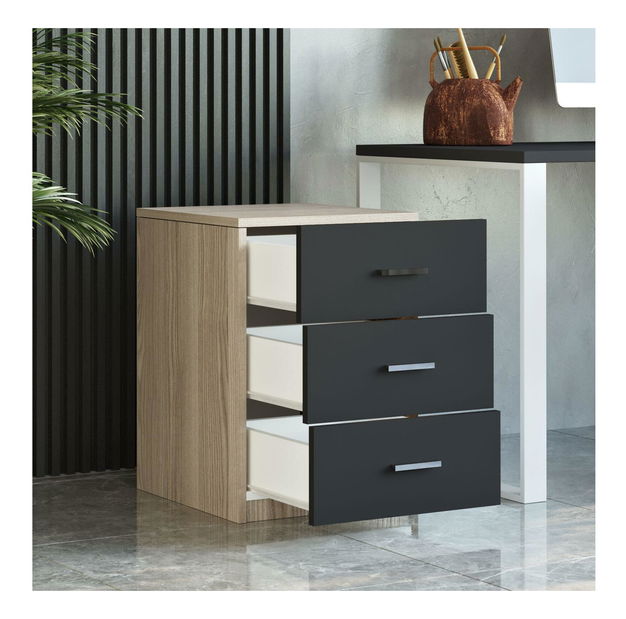 Comodă Vincent 3 (stejar + negru)