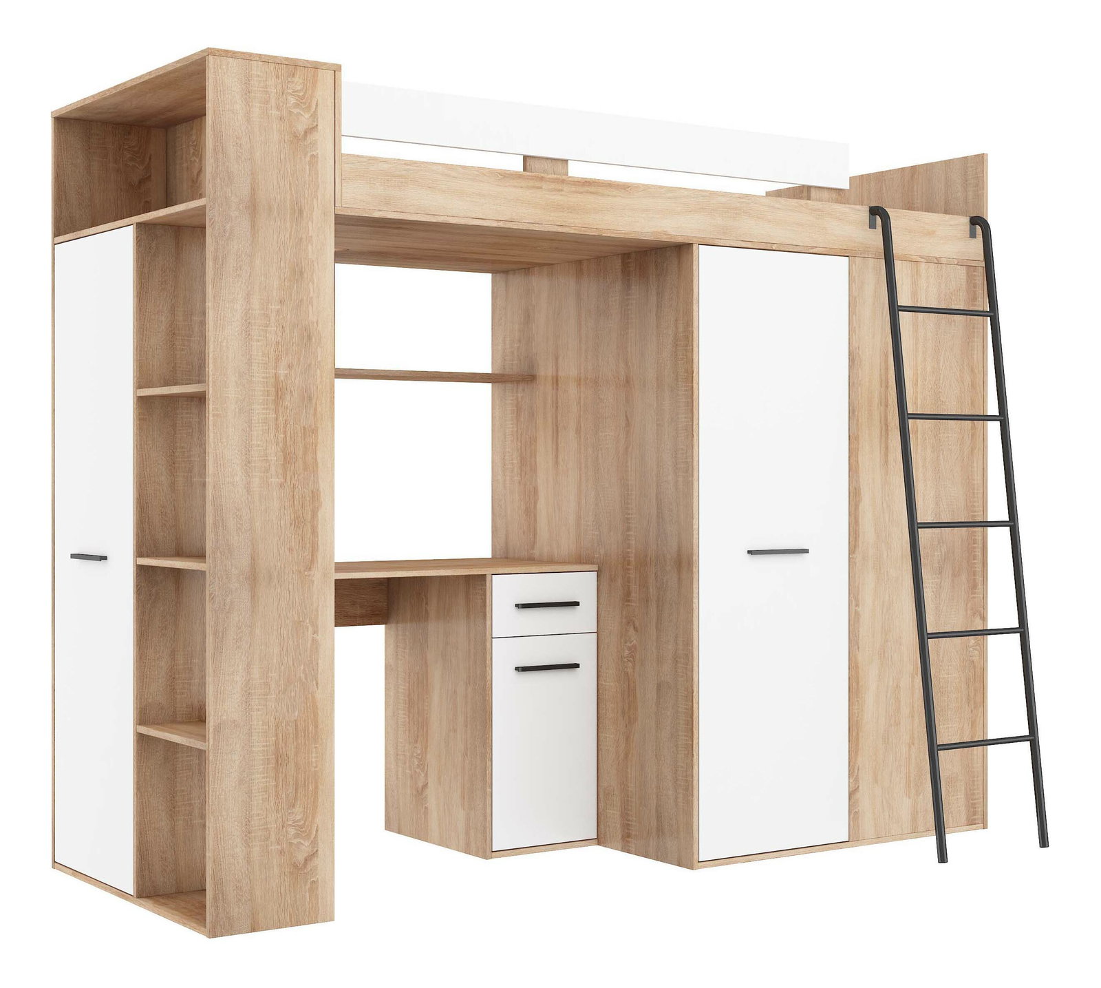 Krevet na kat 90 cm Vivian (D) (s podnicom) (hrast sonoma + bijela)