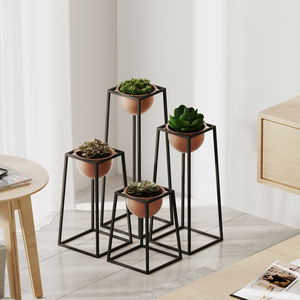 Ghiveci de flori decorativ Gwion (Negru + cupru)