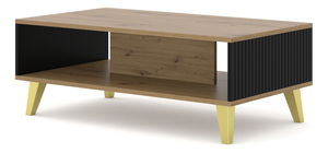 Dohányzóasztal PB Rowanna (artisan tölgy + fekete + arany)