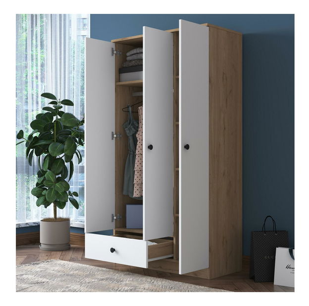 Dulap de haine Bastet 117 (nuc + alb)