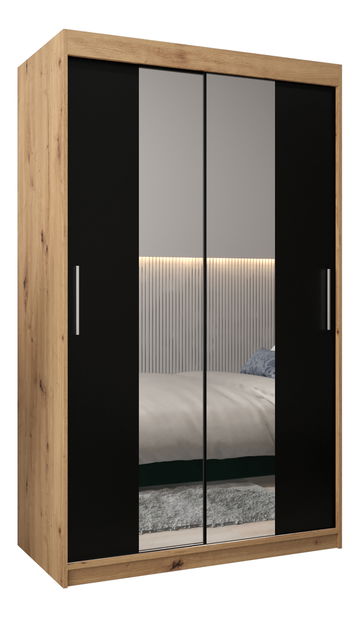 Dulap de haine 120 cm Toki 1 (stejar artisan + negru mat)