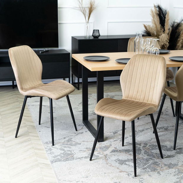 Jedálenský set Gravar (dub zlatý + čierna + béžová) (pre 4 osoby)