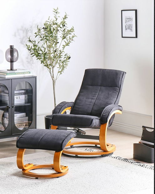 Masážne kreslo HEROND (umelá koža) (čierna)