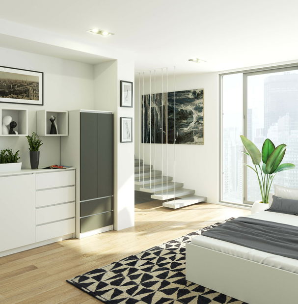 Ruhásszekrény Suman (fehér + szürke)