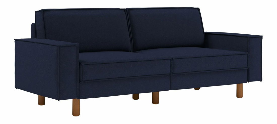 Pohovka trojsedačka Spary 3 (tmavomodrá + orech)