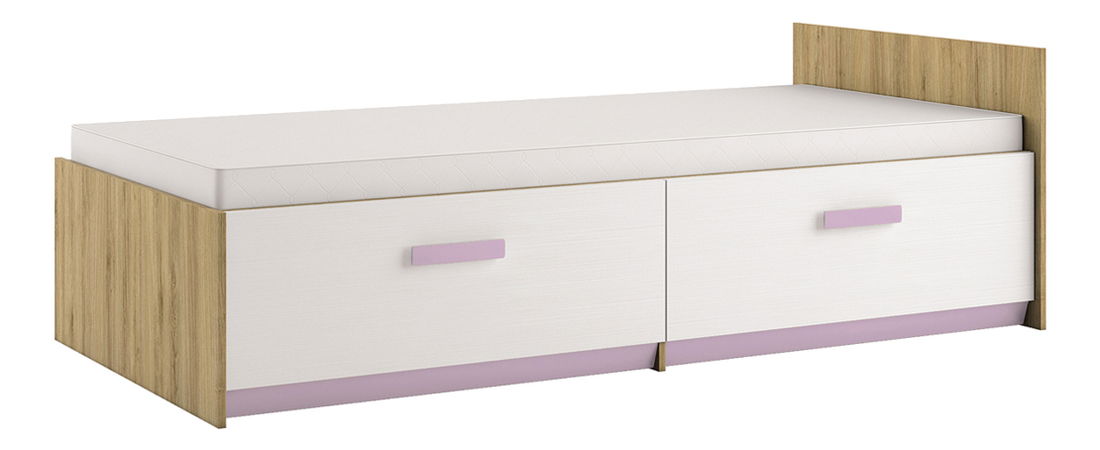 Pat de o persoană 90 cm Best 17 Mesteacăn (cu somieră și spațiu depozitare)