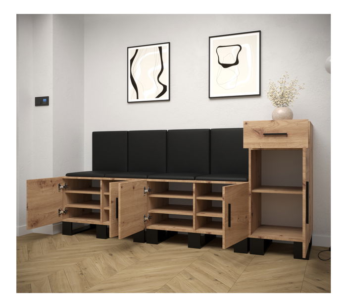 Set mobilier pentru hol Amanda 17 (Stejar artisan + verde)