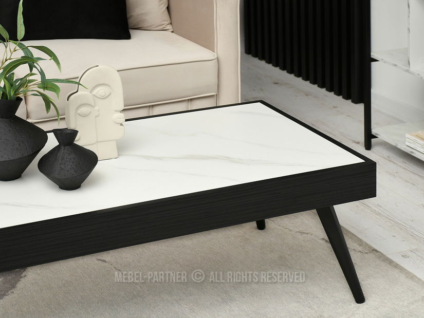 Dohányzóasztal Flock (fehér márvány + fekete)