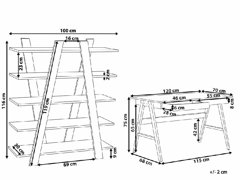 Set mobilier birou Enzo (lemn deschis + alb)