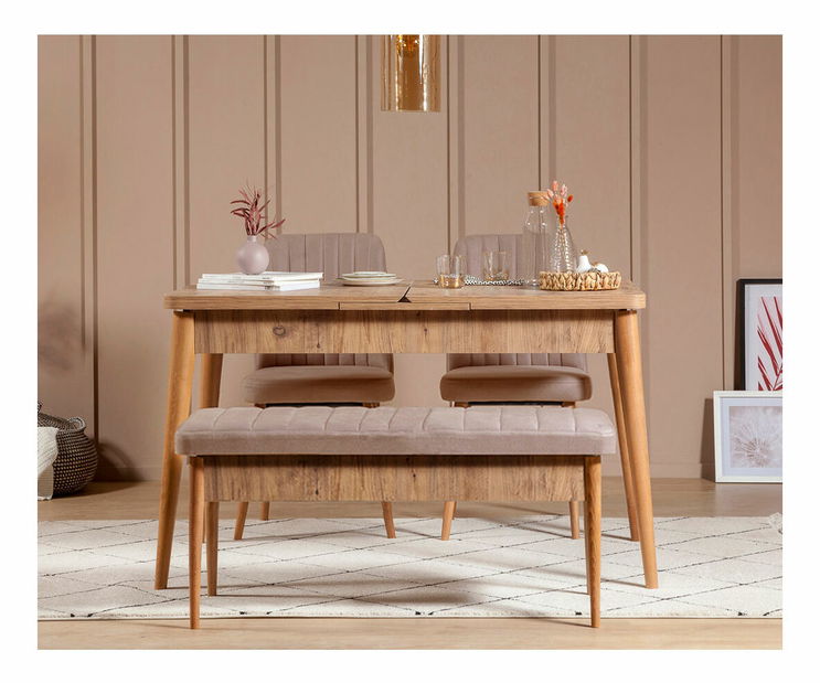 Jedálenský set Vlasta 1 (borovica antlantic + béžová) (pre 4 osoby)