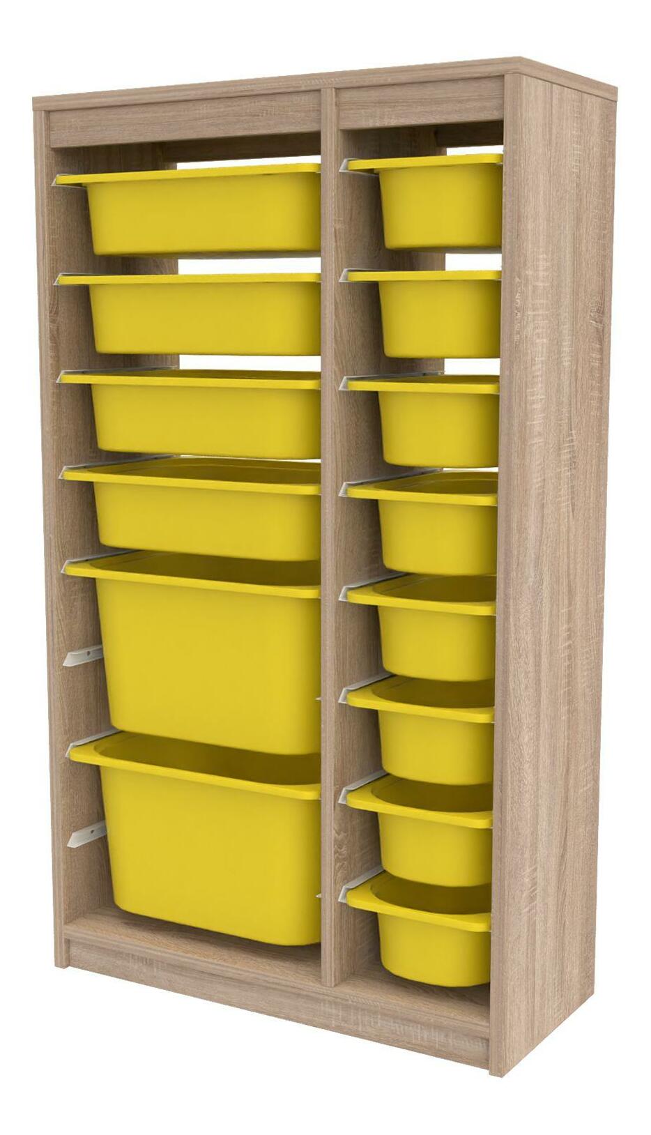 Játékrendszerező Dremonka 6 (sonoma tölgy + sárga)