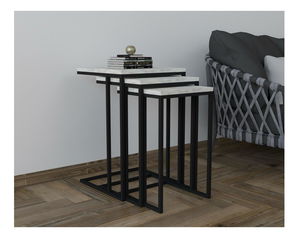 Set stolića za kavu (3 kom.)- Vudema (crna + kristal)