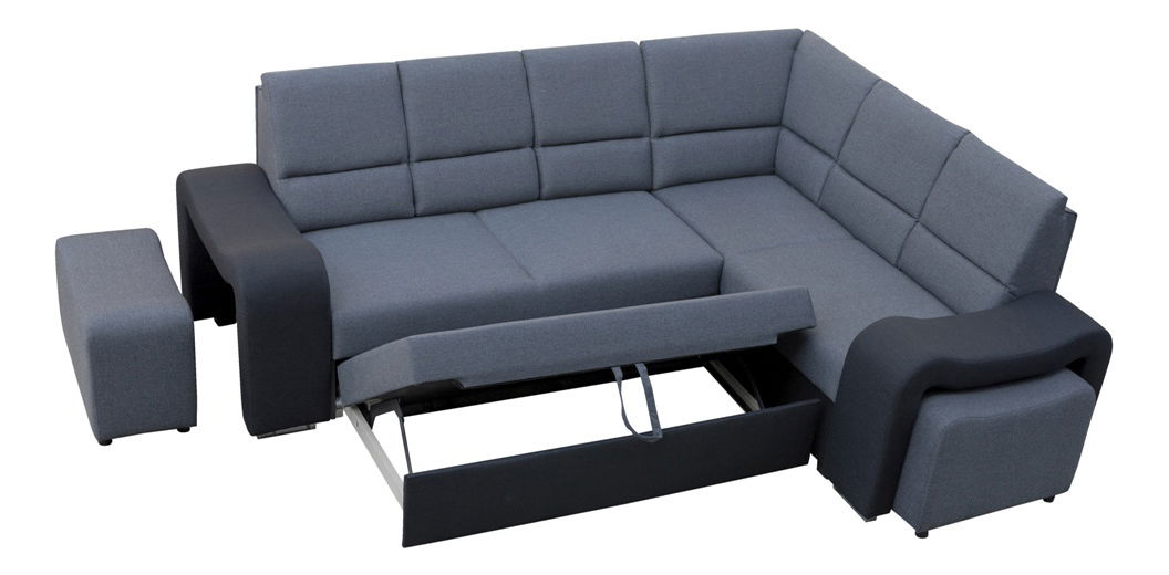 Rohová sedačka Warren (svetlosivá + čierna) (P)