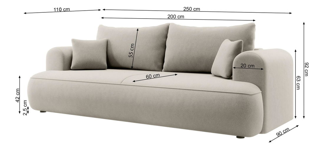 Pohovka trojsedačka Olivo S (krémová + čierna)