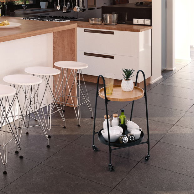 Servírovací vozík Gabir (tölgy + fekete)