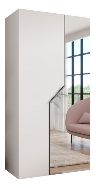 Šatníková skriňa Alaris 2 100 (biela + kašmír) (so zrkadlom)