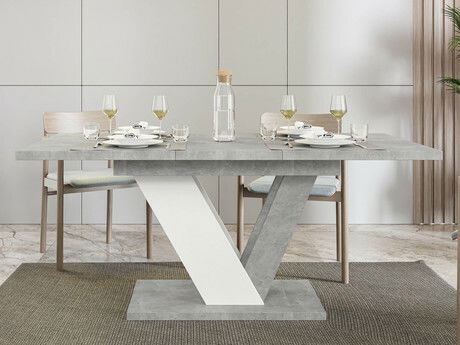 Rozkladací jedálenský stôl Granger (mramor biely + lesk biely) (pre 2-6 osôb)