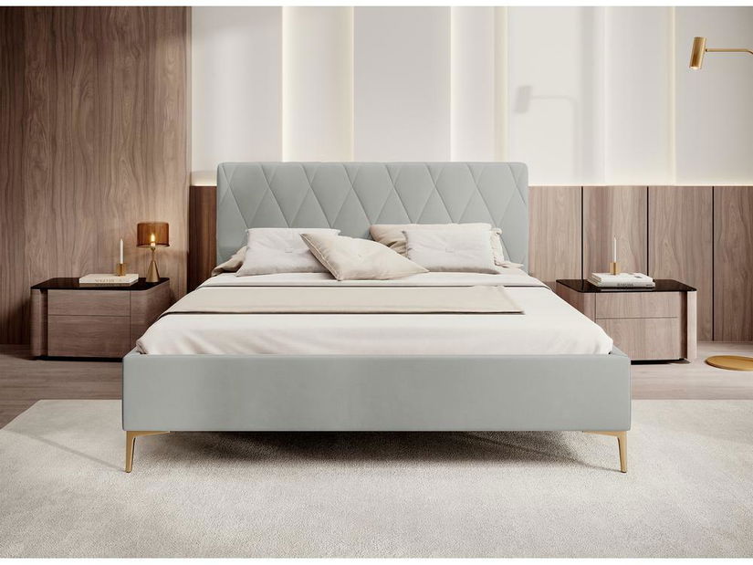 Pat matrimonial 140 cm Tikka 140 (gri + auriu)