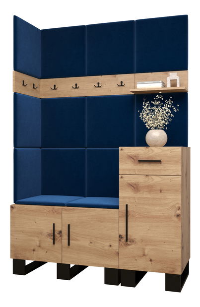 Set mobilier pentru hol Amanda 10 (Stejar artisan + Albastru)