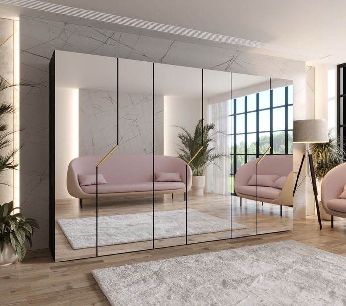 Ruhásszekrény Alaris 3 300 (fekete + arany) (tükörrel)