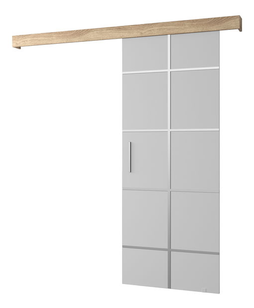 Posuvné dvere 90 cm Sharlene III (biela matná + dub sonoma + strieborná)