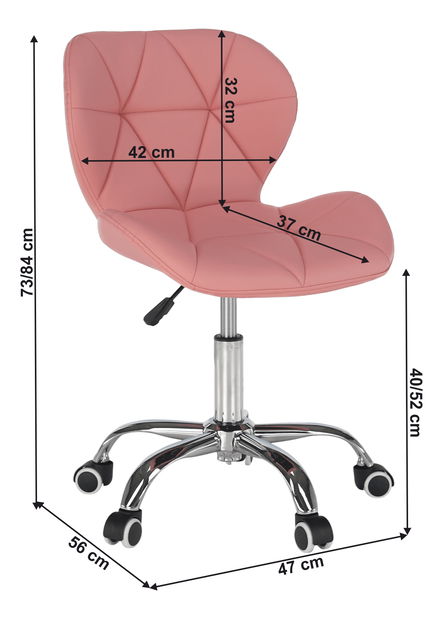 Kancelárske kreslo Asher (ružová + chróm)