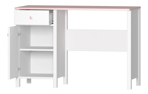 Toaletný stolík Luna LN03 + Nástavec Luna LN06 (biela + ružová) *výpredaj