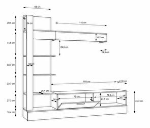 Mobilier living GELUHA (stejar riviera + negru)