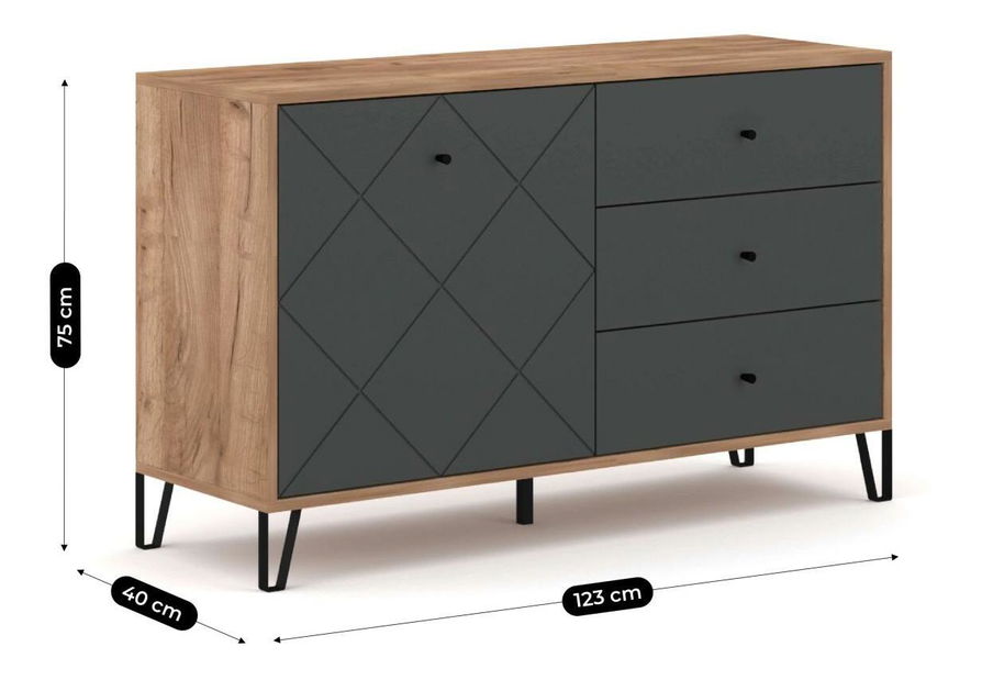 Komoda Baiano (dub artisan + grafit) 