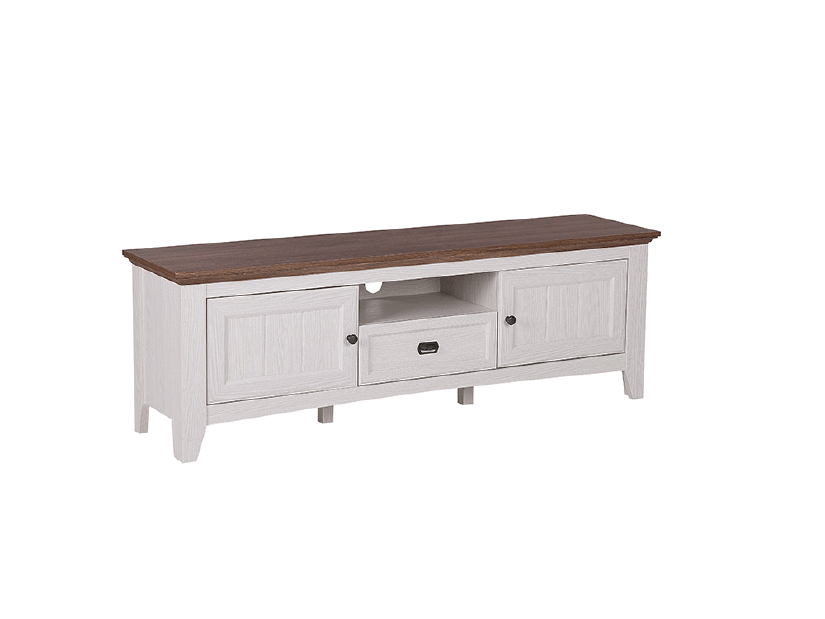 TV stolík/skrinka NEVELLE (krémová + tmavé drevo)