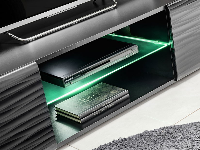 Mobilier living Bolivar 4 (Negru + folie lucioasă)