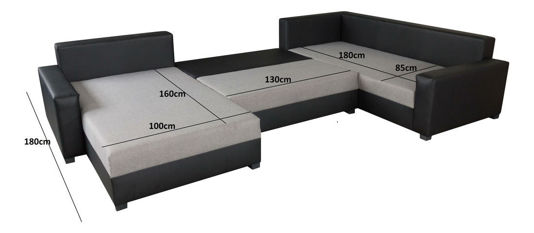 Rohová sedačka v tvare U Banno (hnedá + tmavohnedá) (L)