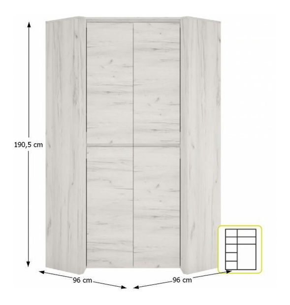 Kutni ormar za garderobu Adamus Tip 21 2D 