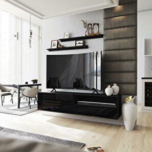 Mobilier living Berny 37 (negru + negru lucios)