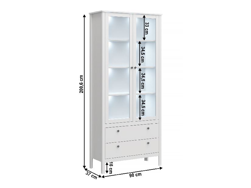 Vitrină Otis 2w2s (alb)