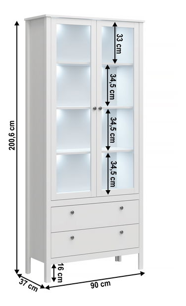 Vitrin Otis 2w2s (fehér)