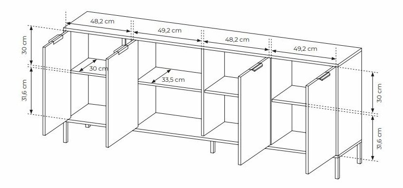 Szekrény Lyran 4D (antracit + arany)