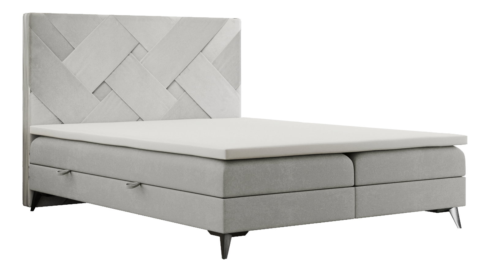 Manželská posteľ Boxspring 180 cm Melo (svetlosivá) (s úložným priestorom)