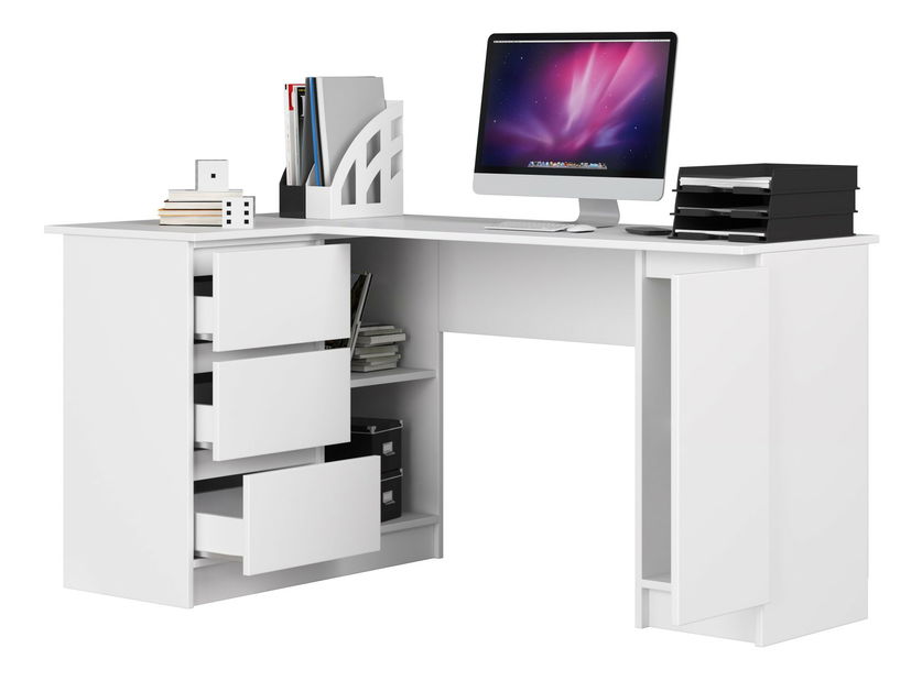 Masă PC de colț Bevin (alb) (S)