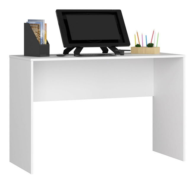 Rohový PC stolík Bahar (biely lesk)